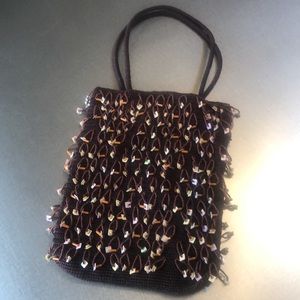 ROBERT CLERGERIE "FRUITI" Beaded Handbag, BROWN